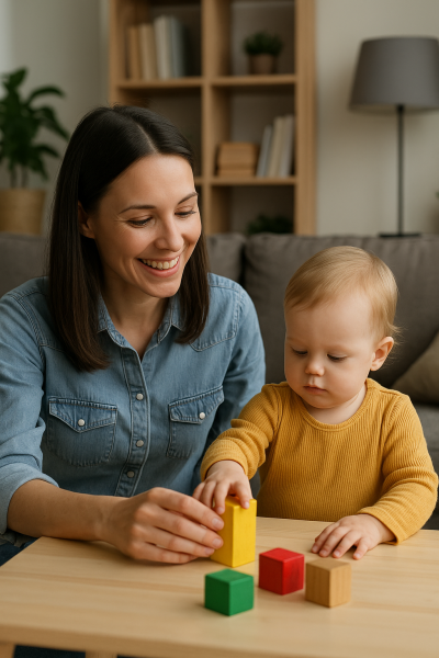 moment de jeux et complicité avec la nounou